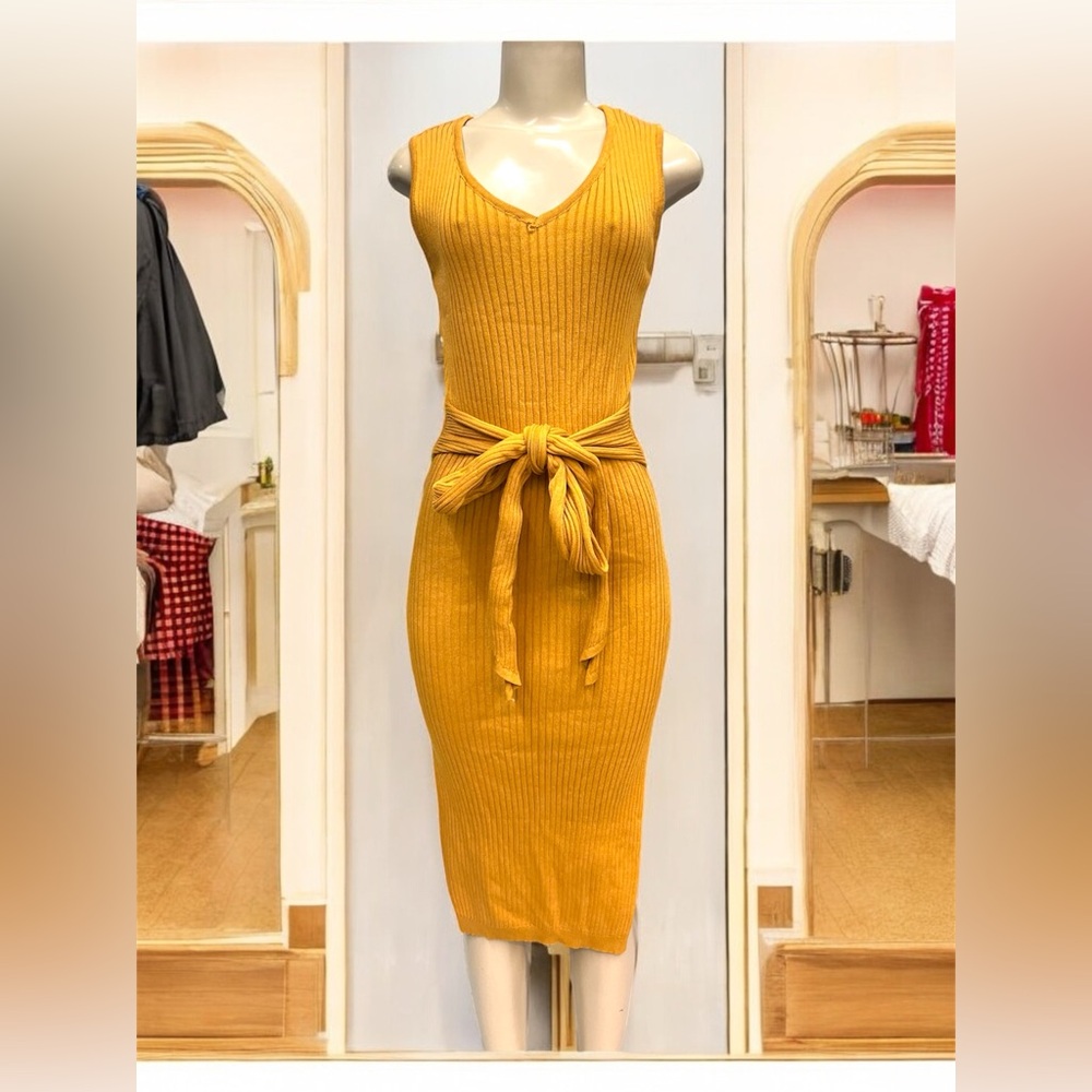 Women's V Neck Sleeveless Bodycon Split Midi Cocktail Dress